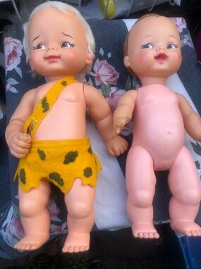 Vintage Collectible Hanna-Barbera BamBam & Pebbles Kewpie Dolls
